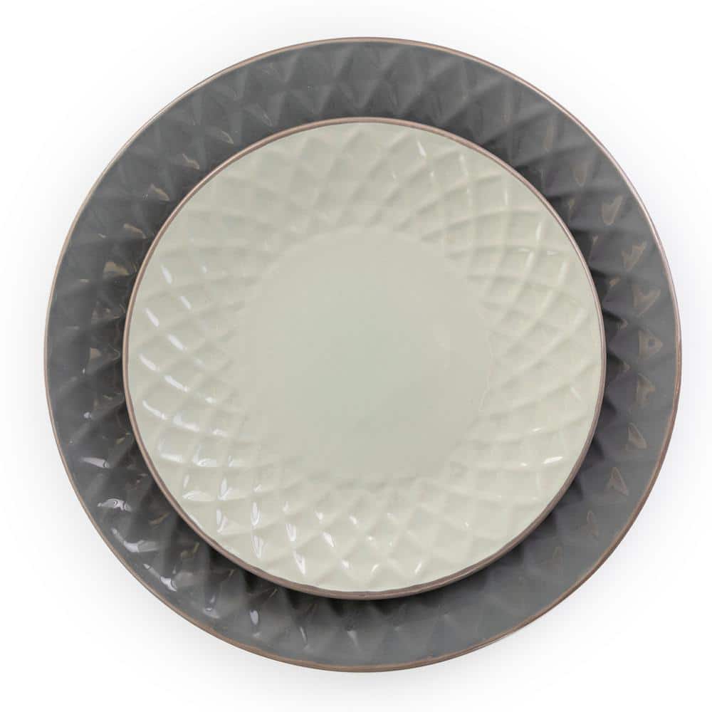 Tahitian Diamond Slate and Stone 16-Piece Stoneware Dinnerware Set
