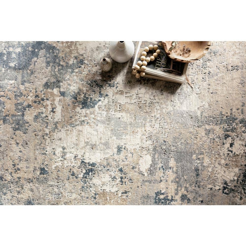 Ivory Abstract Reversible Handmade Synthetic Rug 32" x 48"