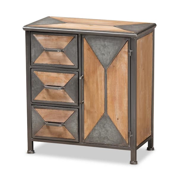 Baxton Studio Laurel Grey and Oak Brown Accent Cabinet with 1 Door