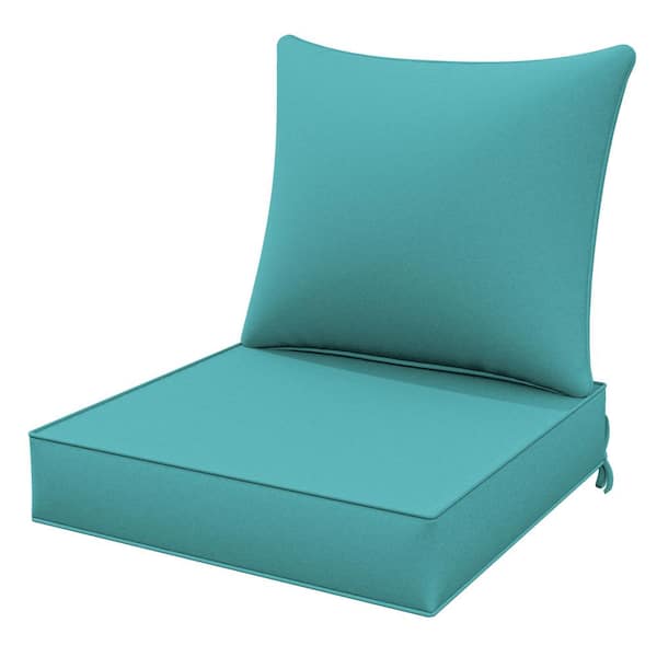 WNP 24 in. x 24 in. x 5 in. Square Outdoor Deep Seating Cushion Set Seat and Back Cushion for Lounge Chair Lake Blue