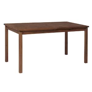 60 in. Dark Brown Contemporary Acacia Wood Outdoor Dining Table with Slat Top