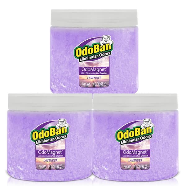 OdoBan 14 oz. OdoMagnet Odor Removing Gel Crystals, Odor Absorber and Air Freshener with Odor Eliminator Gel, Lavender (3-Pack)