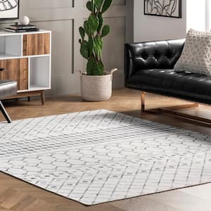Moroccan Blythe Machine Washable Gray 9 ft. x 12 ft. Area Rug