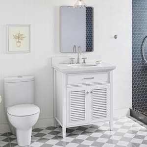 Kensington 31 in. W x 22 in. D x 36 in. H Freestanding Bath Vanity in White with Pure White Quartz Top