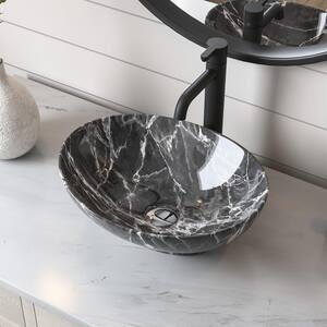 Horizon Black Oval Ceramic Bathroom Vessel Sink Art Basin Not Included Faucet