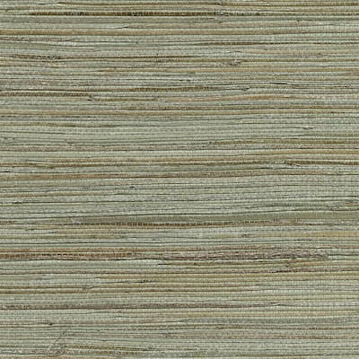 Real Natural Boodle Grasscloth Wallpaper 488-437 tan green grass cloth 72 sq ft