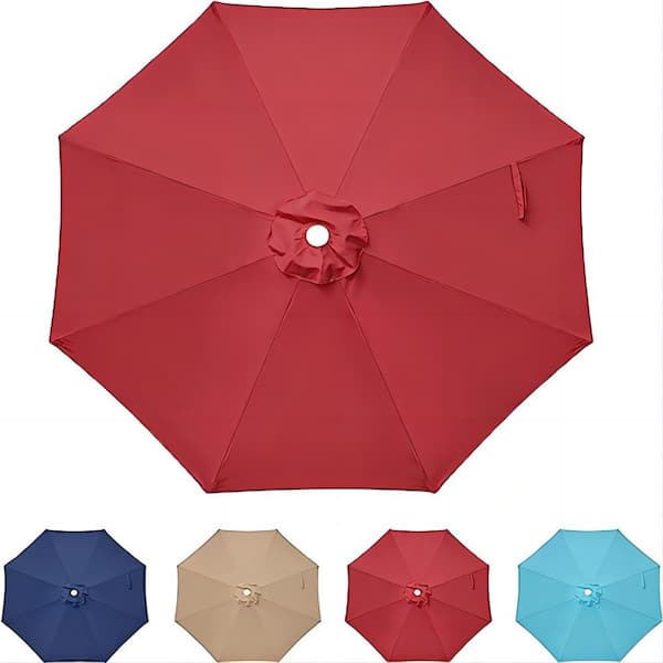 Flynama 9 ft. Patio Umbrella Outdoor Table Market Yard Umbrella Replacement Top Cover in Red