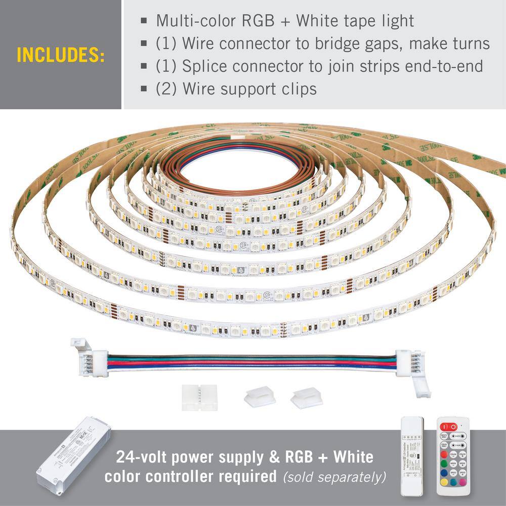 16-Foot RGB+W LED Tape Light with 24V Power