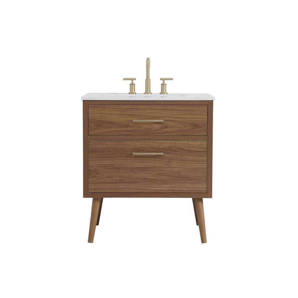 Simply Living 30 in. W x 22 in. D x 33.5 in. H Bath Vanity in Walnut Brown 
