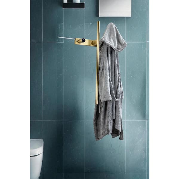 2 Screw-In Electric Plug-In Electric Heated Towel Rack in Brushed Gold