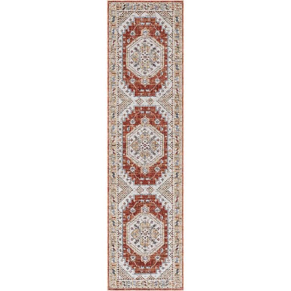 Well Woven Tenley Namib Vintage Medallion Oriental Persian Floral Rust 2 ft. 7 in. x 9 ft. 10 in. Runner Area Rug