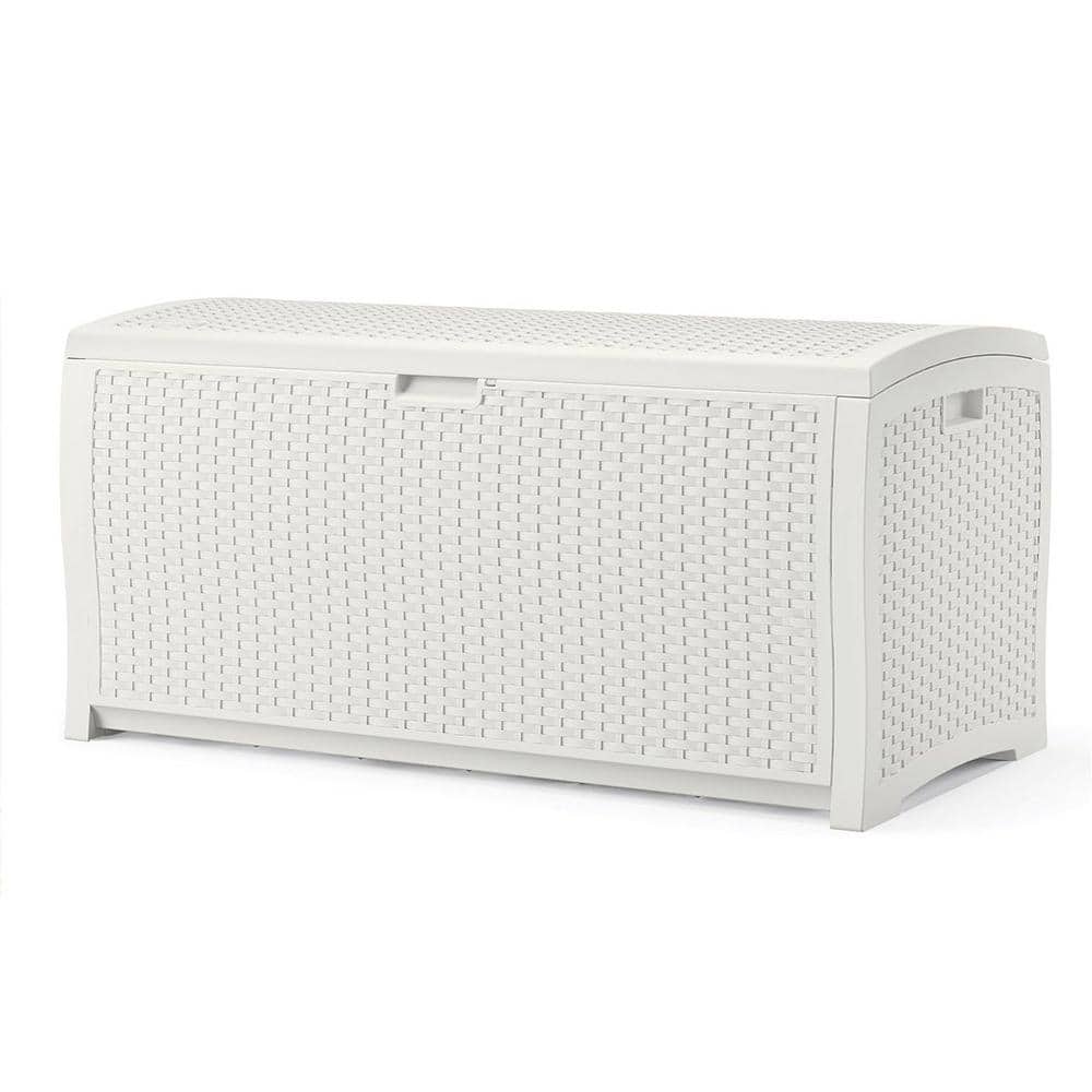 99 Gal. White Resin Deck Box with Hinged Lid
