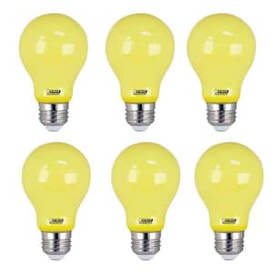 5-Watt A19 60-Watt Equivalent Medium E26 Base Non-Dimmable Yellow Colored LED Bug Light Bulb (6-Pack)
