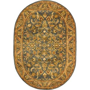 Antiquity Blue/Gold 8 ft. x 10 ft. Oval Border Area Rug