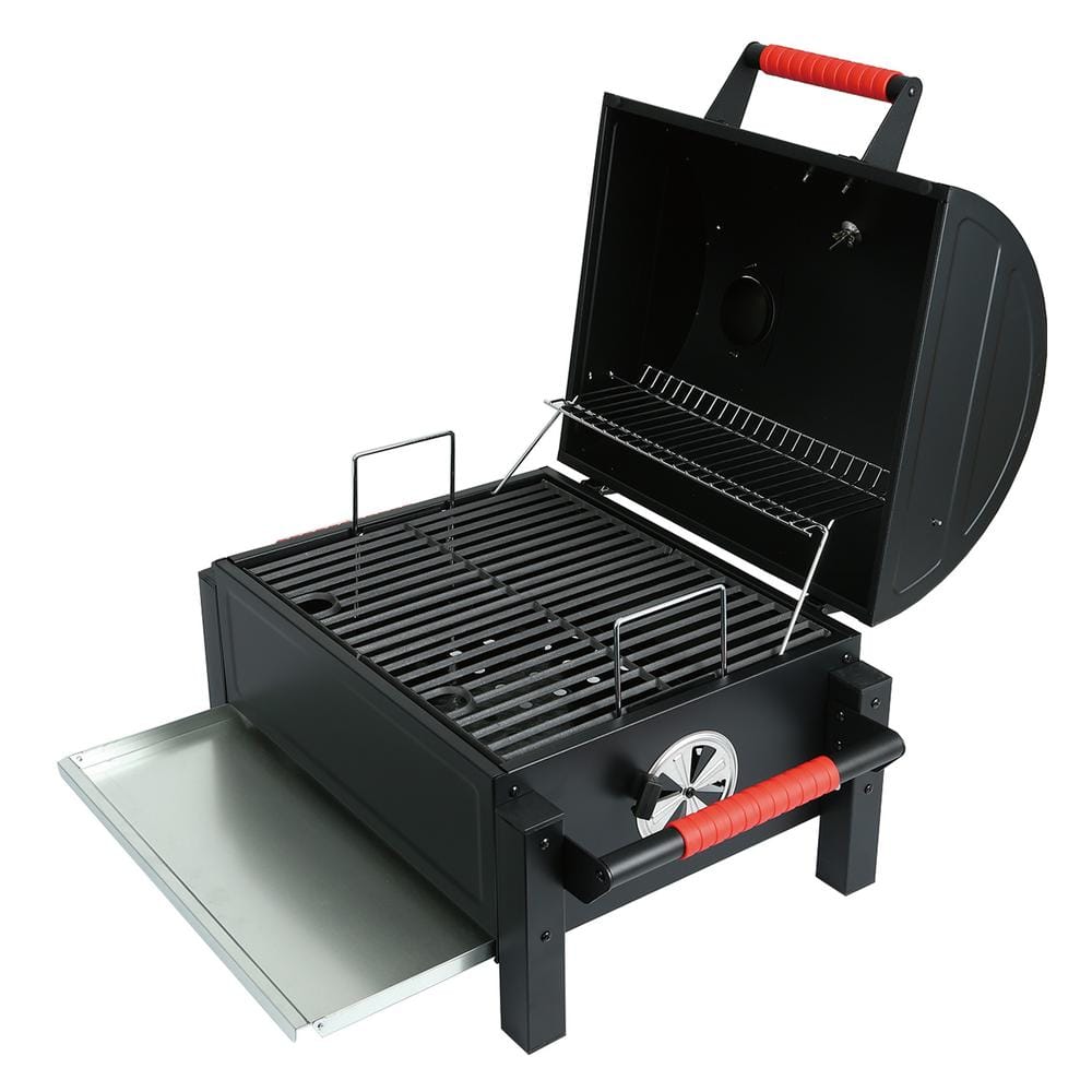 Feasto 26.8'' Black Portable Charcoal Grill with Cast Iron Grate