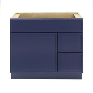 36 in. W x 21 in. D x 32.5 in. H 2-Right Drawers Bath Vanity Cabinet without Top in Blue