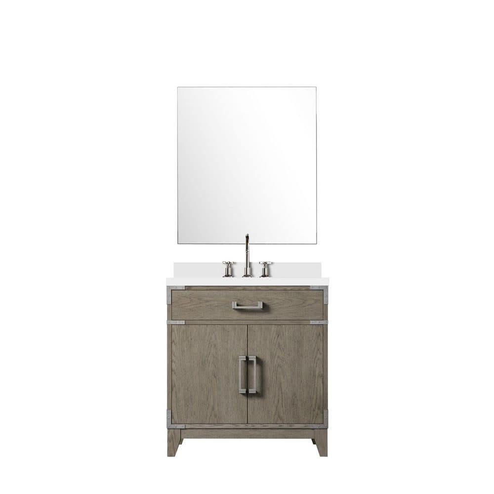 Fossa 30 in W x 22 in D Grey Oak Single Bath Vanity with White Quartz Top, 28 in Mirror & Chrome Faucet Set price history on PriceWatchPro