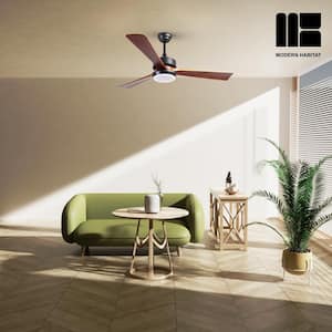 LumiVento 52 in. Indoor Walnut Ceiling Fan with LED Light Bulbs with Remote Control