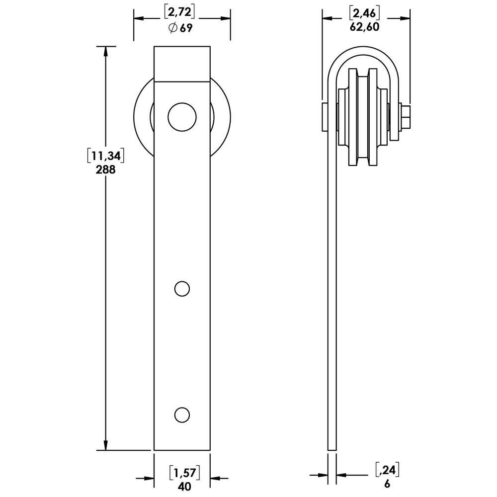 Brushed White Single Door Barn Door Hardware Kit