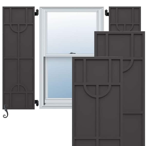 Ekena Millwork EnduraCore Nordic Modern Style 18-in W x 32-in H Raised Panel Composite Shutters Pair in Shadow Mountain