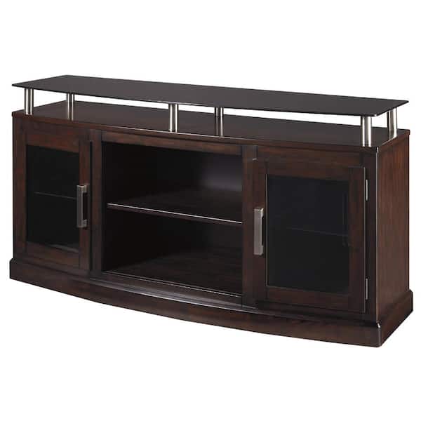 Benjara 60 in. Brown Wood TV Stand Fits TVs up to 58 in. with 4-Shelves
