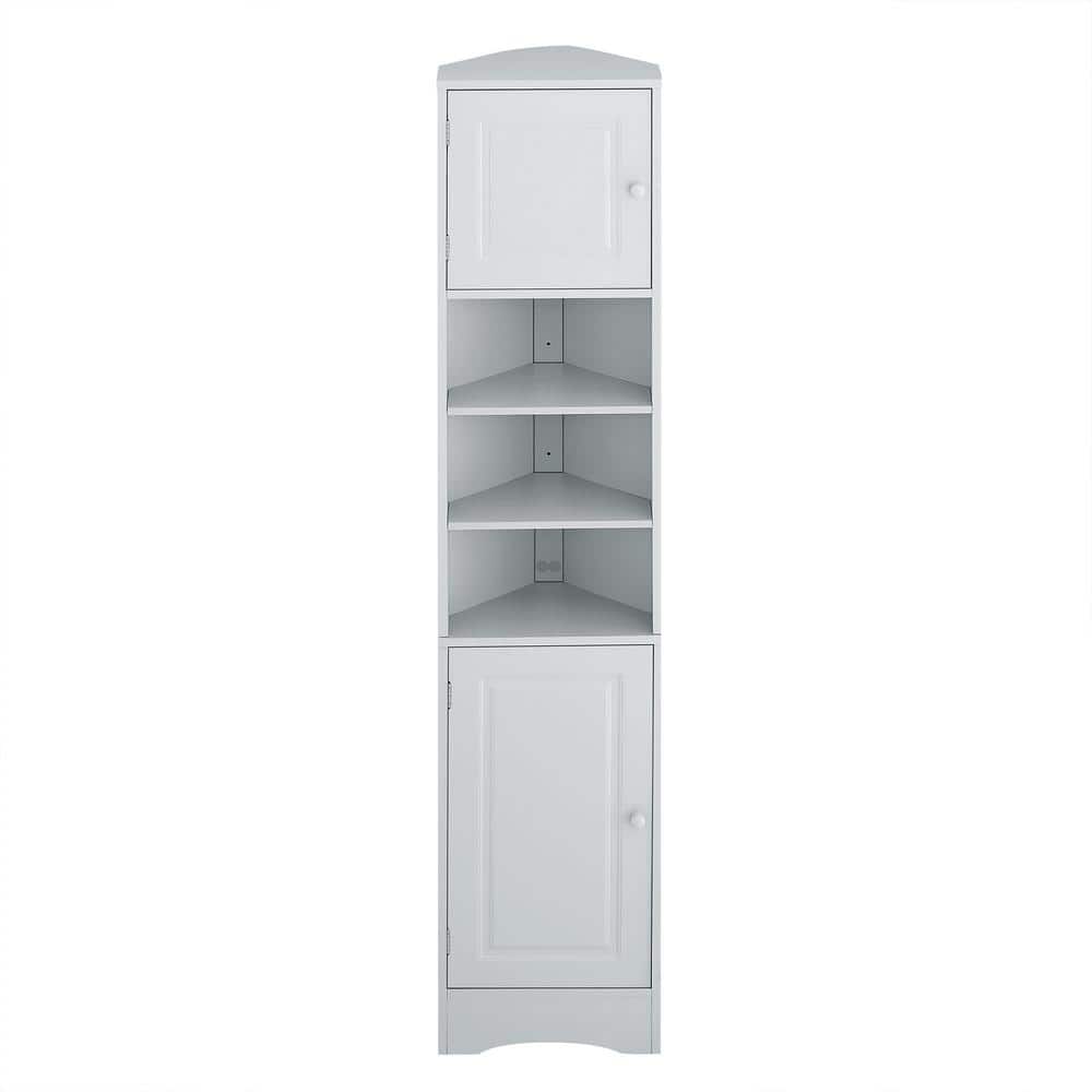 14.6 in. W x 9.4 in. D x 66.9 in. H Gray Corner Linen Cabinet with 2-Doors and Adjustable Shelves, Open Shelf price history on PriceWatchPro