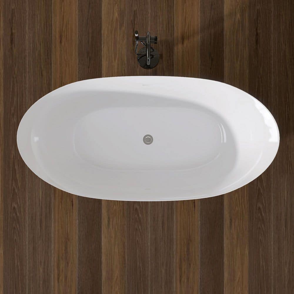63'' White Acrylic Double Slipper Freestanding Soaking Tub