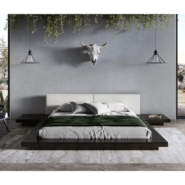 Modrest Tokyo Contemporary Black Wood Frame King Platform Bed