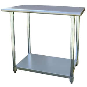 36 in. Stainless Steel Kitchen Utility Table with Bottom Shelf