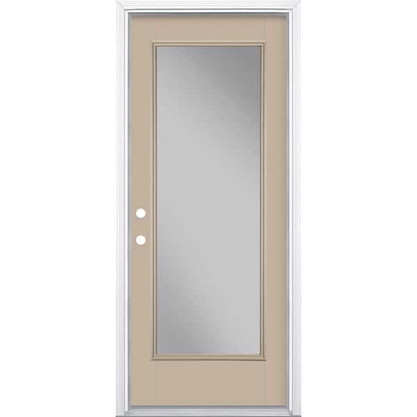 Masonite 32 in. x 80 in. Full Lite Canyon View Right-Hand Inswing Painted Smooth Fiberglass Prehung Front Door w/ Brickmold