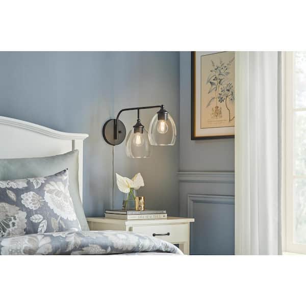 Home Decorators Collection Iler 6.125 in. 2-Light Matte Black Wall Sconce