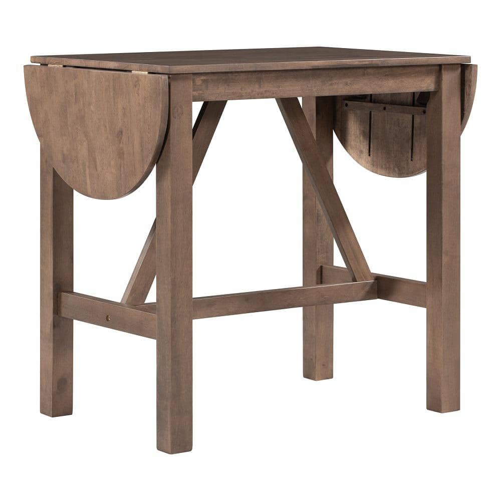 Brown Wood Space Saving Extendable Drop Leaf Design Counter Height Outdoor 