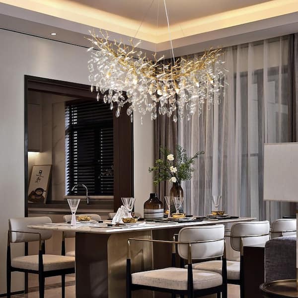 YUYI Modern Chandelier 43 in. 12-Light Gold Chandelier for Dinning