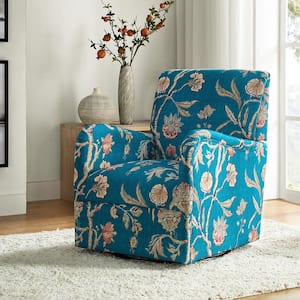 Patsy Transitional Accent Chair With 360° Swivel-TEAL
