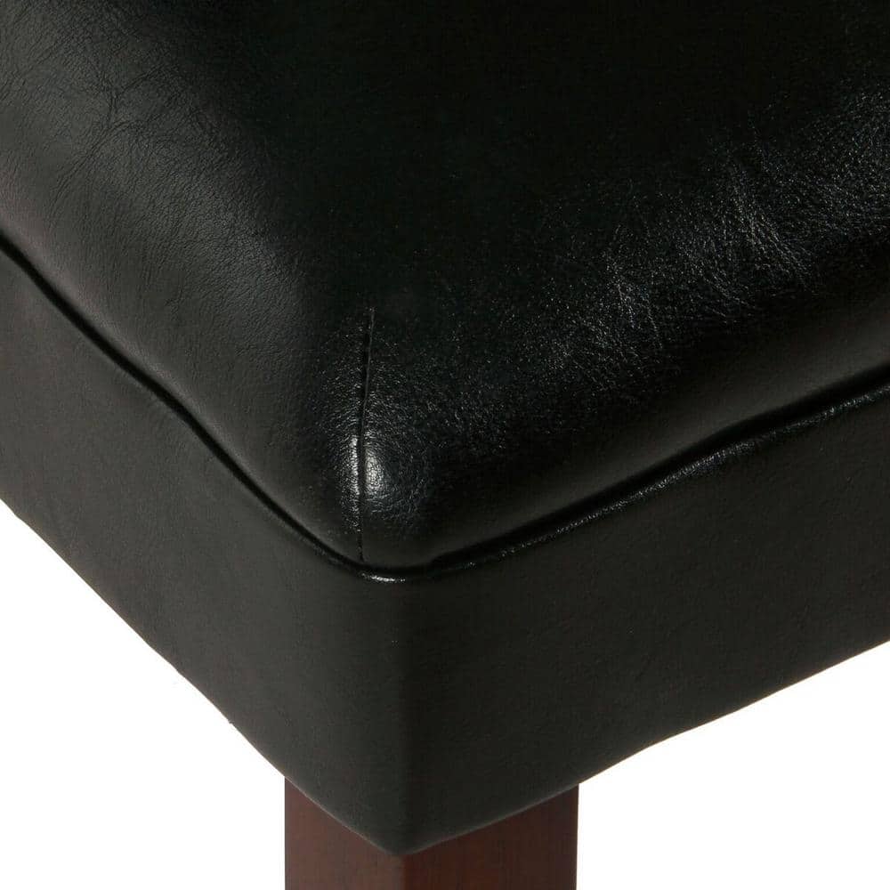 Black Faux Leather Upholstered Parsons Side Chair with Wood Legs