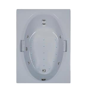 60 in. Acrylic Reversible Drain Rectangular Alcove Whirlpool Bathtub in Biscuit