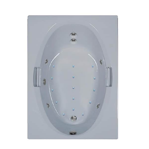 Comfortflo 60 in. Acrylic Reversible Drain Rectangular Alcove Whirlpool Bathtub in Biscuit