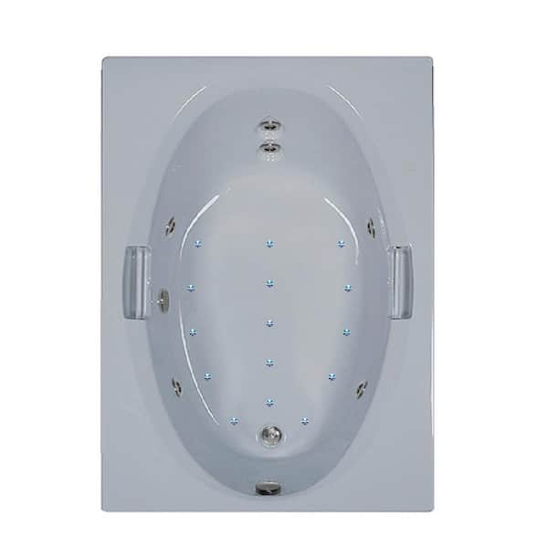 Comfortflo 60 in. x 42 in. Acrylic Rectangular Alcove Whirlpool and Air Bathtub with Reversible Drain in Biscuit