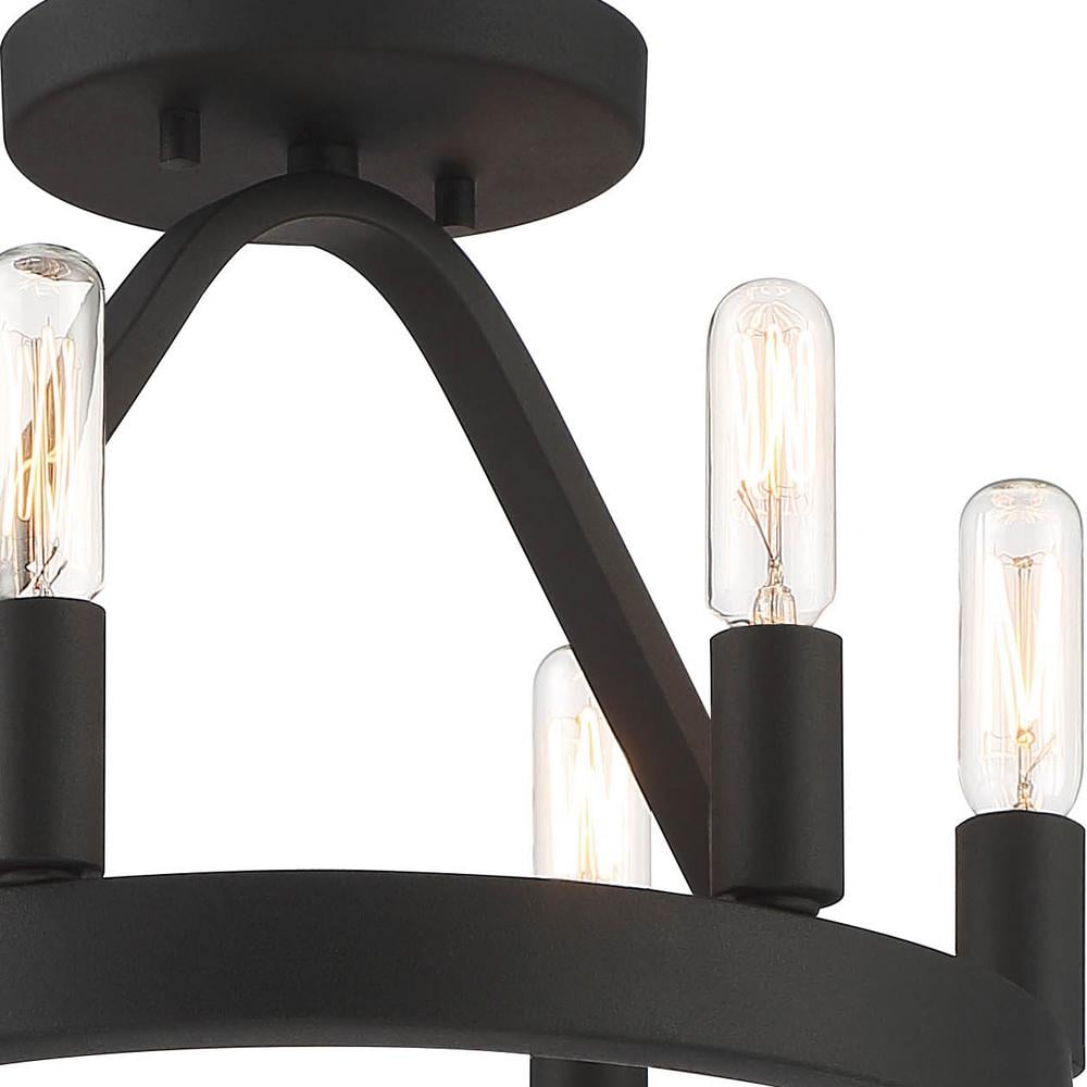 Modern Carousel Black Steel 6-Light Semi-Flush Ceiling Light