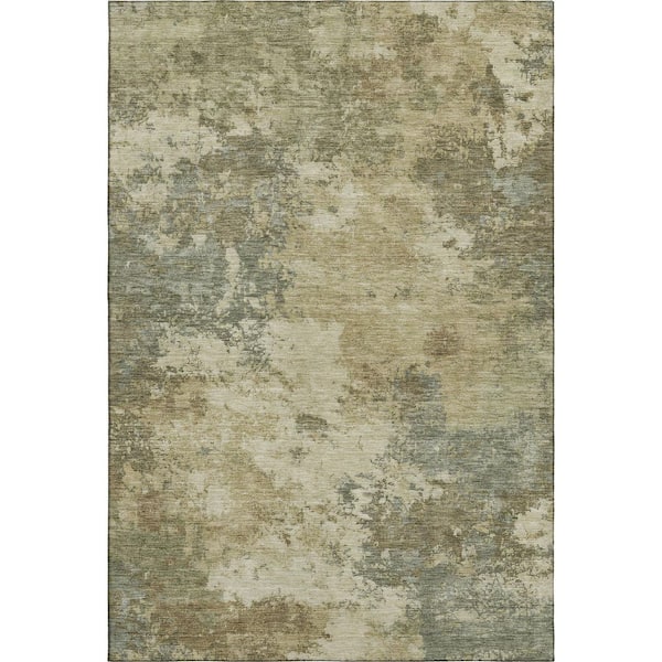 Mayfield Premium Machine Washable Abstract AMF2363 Wheat 5 ft. x 7 ft. 6 in. Area Rug