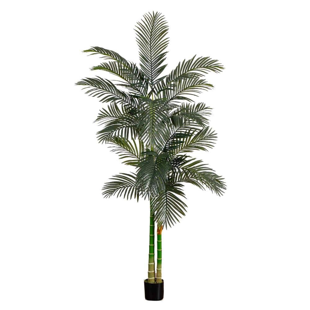 8-Foot Green Silk Golden Cane Palm Artificial Tree