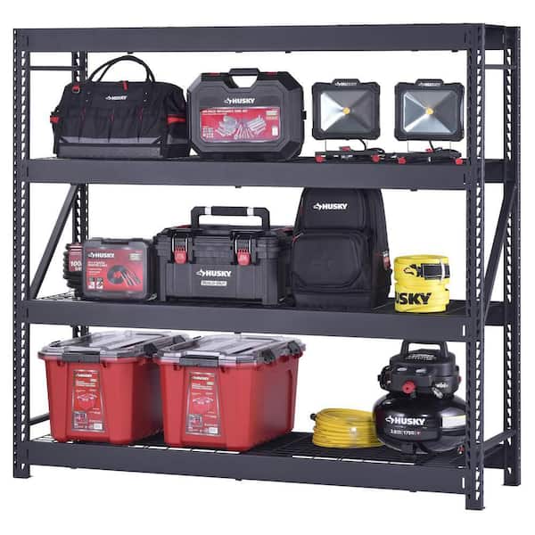 4-Shelf Metal Industrial Duty Freestanding Garage Storage Shelving Unit in Black (77 in. W x 72 in. H x 24 in. D)