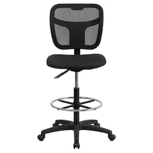 Mid-Back Mesh Drafting Chair with Black Fabric Seat