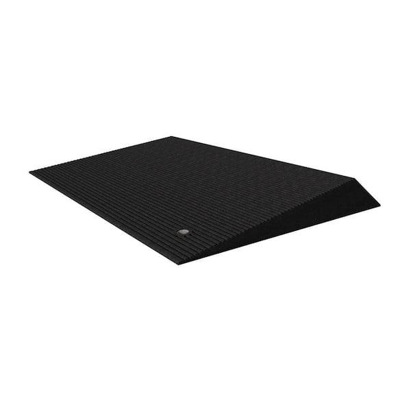 EZ-ACCESS TRANSITIONS Angled Entry Door Threshold Mat, Black, Rubber, 25 in. L x 40 in. W x 2.5 in. H