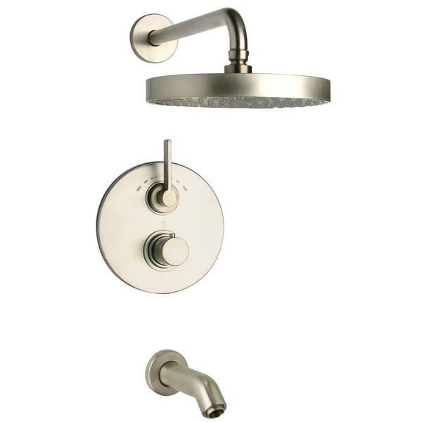 LaToscana Elix 2-Handle 1-Spray Thermostatic Tub and Shower Faucet in Brushed Nickel (Valve Included)