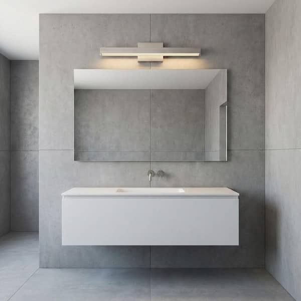 Aro 24 in. W Brushed Nickel LED Dimmable Modern Bathroom Vanity Light with Soft Touch Silicone Diffuser