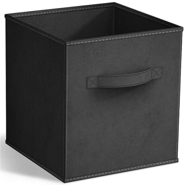 Foldable Storage Cubes with Handles, Black 10.5 in. x 11 in. Fabric Decorative Basket (Set of 1) Cloth, Closet Organizer