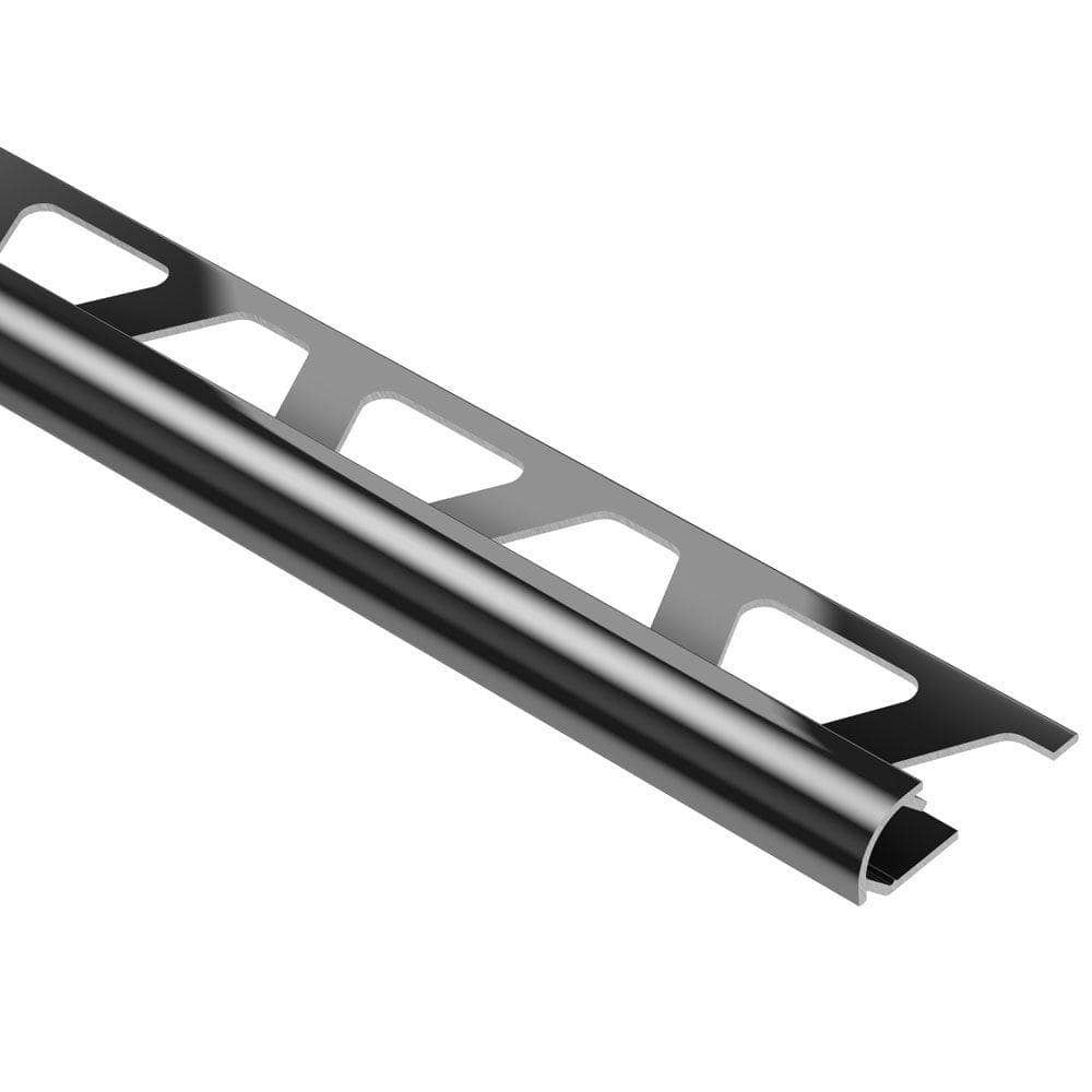 Rondec Bright Black Anodized Aluminum . 313 in. x 98.5 in. Metal Bullnose Tile Edging Trim -  Schluter, RO80AGSG