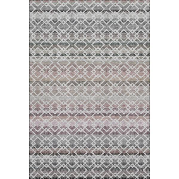 Mayfield Premium Machine Washable Abstract AMF2531 Silver 10 ft. x 14 ft. Area Rug
