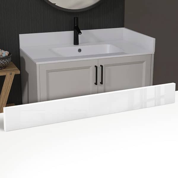 36 in. W x 4 in. H Solid Surface Resin Vanity Backsplash for Bathroom Countertop Splash Guard in Pure White